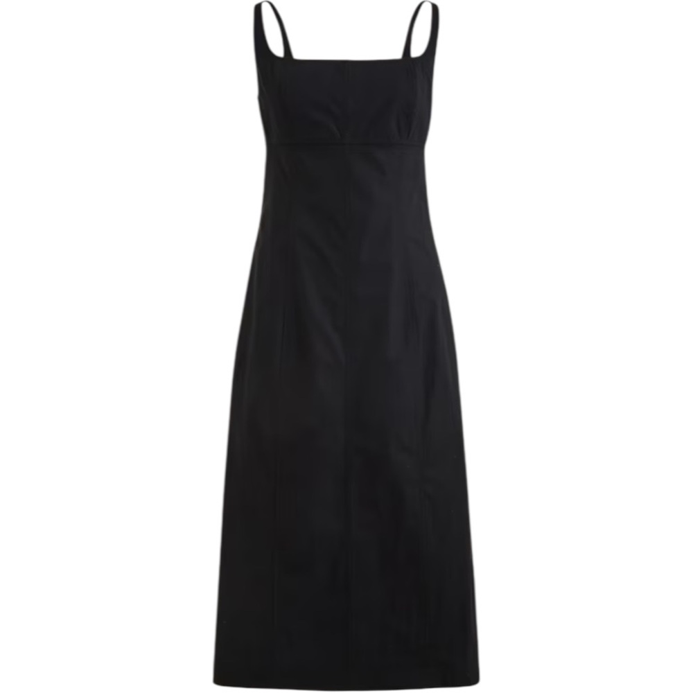 J. Crew Black Midi Square-Neck Slip Dress